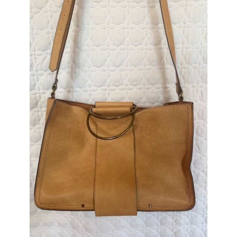 Universal Thread Crossbody/Handbag Pebbled Finish Earthy Beige Metal Ring Handle